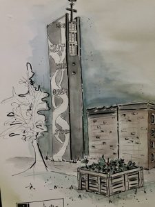 Bereits beim ersten Treffen am 1. August entstanden mehr als 20 Zeichnungen rund um die Kirche und das Quartier.